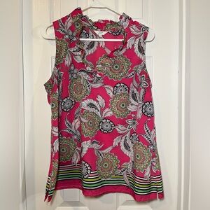 Pink Paisley Sleeveless Blouse